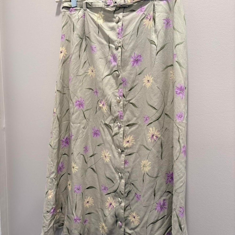 Vintage Sag Harbor Floral Belted Midi Skirt, Medium - Picture 2 of 8